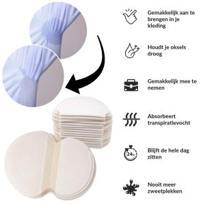 Okselpads 40 stuks -Okselpads – anti zweet pads – zweet pads – anti transpirant pads – overmatig zweten – zweet oksels